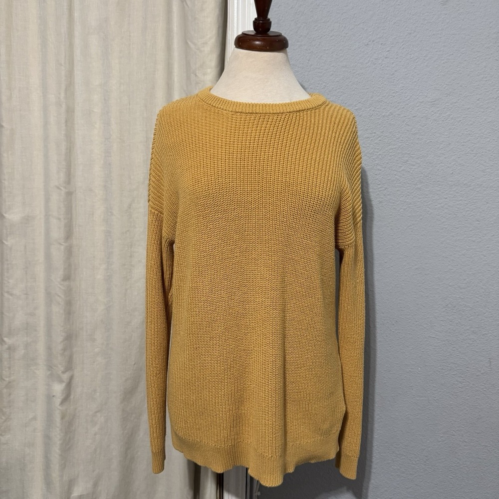 Cotton On Women Knit Sweater Mustard Crew Neck Long Dolman Sleeve Size Large‎